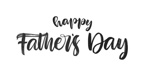 Handwritten calligraphic brush type lettering of Happy Father's Day on white background.
