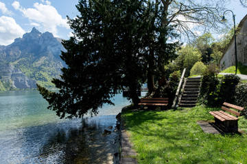 Lake front at Traunkirchen on Lake Traunsee, Austria