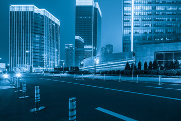 Office buildings and highways at night in the financial center, chongqing, China