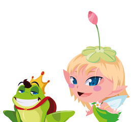 beautiful magic fairy with toad prince characters