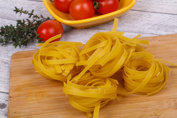 Raw pasta fettuccini