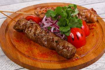 Chicken and beef skewers