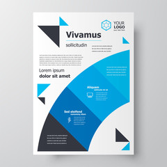 Flyer brochure design, business flyer size A4 template, creative leaflet blue color