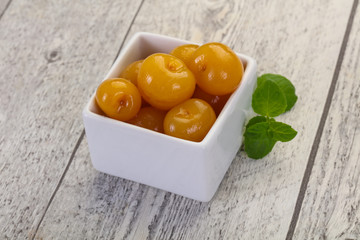 Yellow ripe cherry dessert