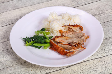 Rice with roasted duck breast