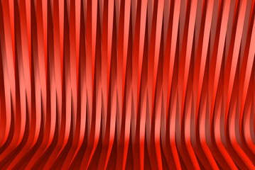 cute red 3D Illustration of abstract background - volumetric surfaces formed with extruded star shape, holiday concept