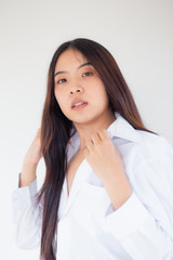 Fashion business asian women post on white background