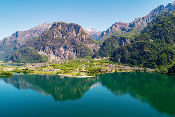 Lago di Novate Mezzola - Valchiavenna (IT) - Localit&agrave; Campo e Val Codera - vista aerea 