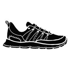 Running shoe icon isolated on white background. Sneaker silhouette. Sport typography. Vector illustration