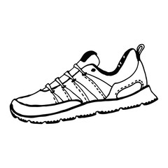 Running shoe icon isolated on white background. Sneaker silhouette. Sport typography. Vector illustration