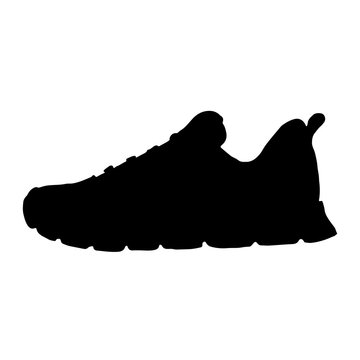 Running shoe icon. Sneaker silhouette. Running typography. Vector illustration