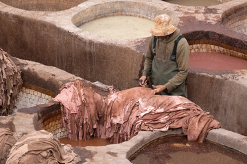 Chouara Tannery in Fes, Morocco is world famous for its leathers