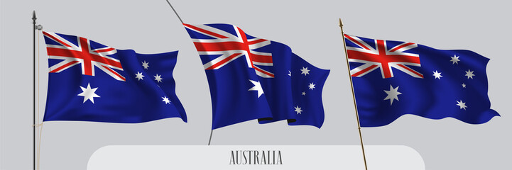 Set of Australia waving flag on isolated background vector illustration © kora_ra_123