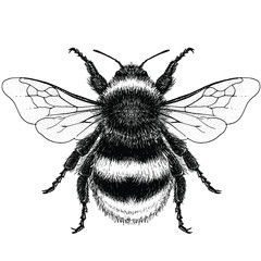 Illustration of a Buff-Tailed Bumblebee - obrazy, fototapety, plakaty