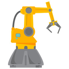 Industrial mechanical robotic arm.Manufacture technology industry assembly.Industrial isolated object flat vector