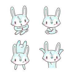 cute little bunny and rabbit cartoon doodle vector