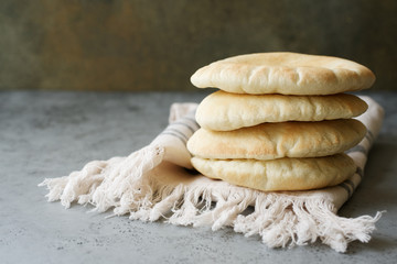 Homemade pita bread. Middle Eastern cuisine