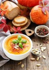 Bowl of pumpkin soup