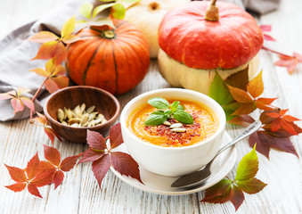 Bowl of pumpkin soup