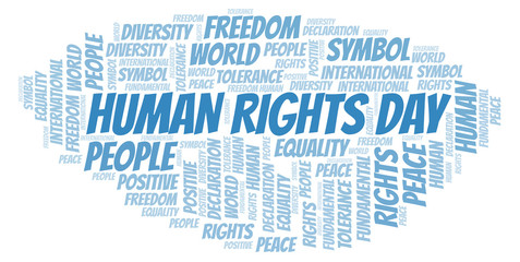 Human Rights Day word cloud. Wordcloud made with text only.