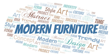 Modern Furniture word cloud. Wordcloud made with text only.
