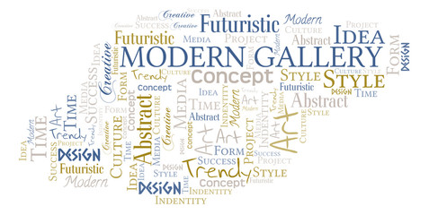 Modern Gallery word cloud. Wordcloud made with text only.