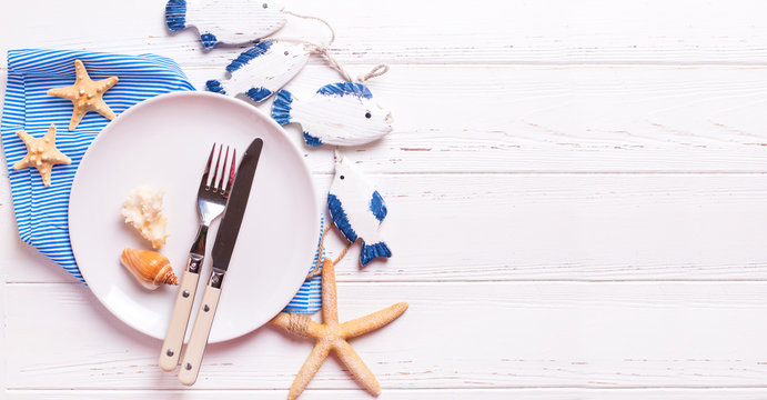 Nautical or marine  table setting