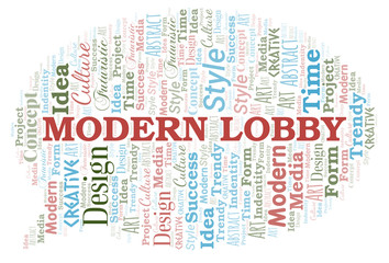 Fototapeta premium Modern Lobby word cloud. Wordcloud made with text only.