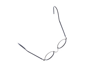 Vintage clock with round glasses on a white background, isolate