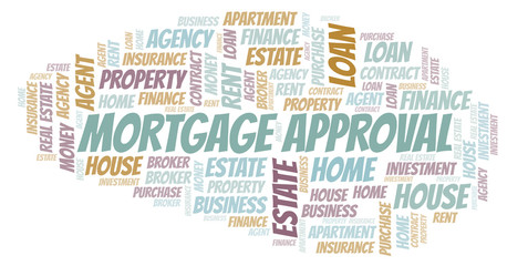 Fototapeta premium Mortgage Approval word cloud. Wordcloud made with text only.