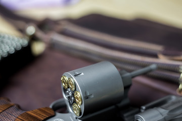 .44 magnum revolver handgun with bullet