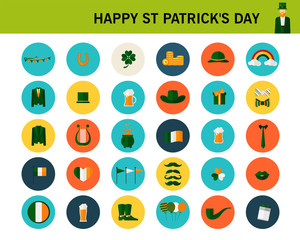 happy st patrick's day concept flat icons.