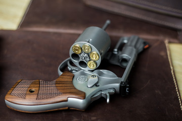 .44 magnum revolver handgun with bullet