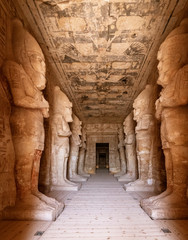 Giant Stone Statues at Temple of Kom Ombo near Luxor, Egypt