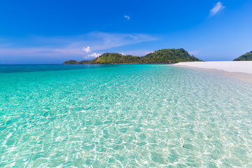 Paradise beach and the blue sky at Khai Island in Satun Province , Thailand