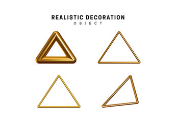 Gold geometric shapes. Golden decorative design elements isolated on white background.