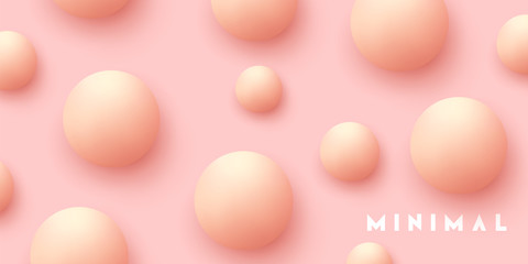 Realistic ball spheres, abstract background with 3d elements.