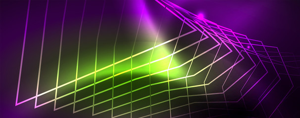 Shiny glowing design background, neon style lines, technology concept, vector