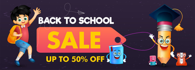 Web header banner, flyer template design for 'Back to School