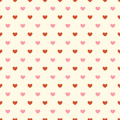 Red hearts with pink hearts seamless pattern
