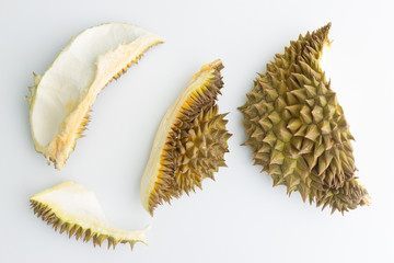 peel of durian fruit in top view