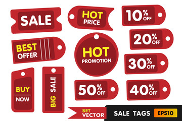 Set of tag sale with text, discount off, hot price, promotion, best offer. Vector for design flyers and label. Isolated from the white background. Symbol marketing concept