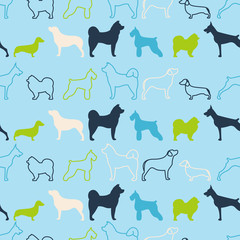 Flat Dog Vector Seamless Pattern And Background