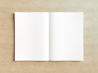 White open magazine mockup on wooden 3D rendering