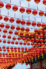 Red lanterns decoration in Thean Hou Temple, Kuala Lumpur, Malaysia where the Thean Hou Temple is the oldest buddhist Temple in Southeast Asia