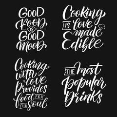 Hand drawn illustrated lettering quote - Cooking. Great typography for poster, card or restaurant.