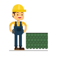 Man character avatar icon.roof construction worker repair home