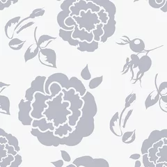 Stof per meter floral background with beautiful roses pastel color, monochrome seamless pattern © tanyalmera