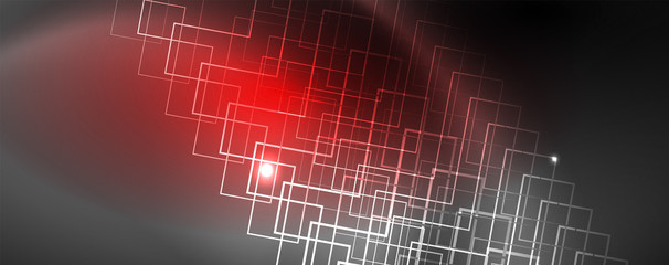 Shiny neon techno template. Neon lines background, 80s style laser rays