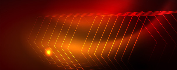Neon glowing techno lines, hi-tech futuristic abstract background template, vector